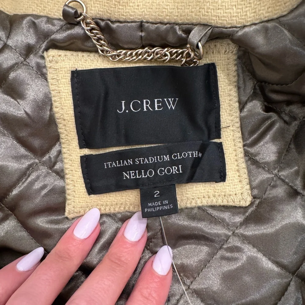 K1. NWT J.Crew Nello Gori Summit Italian Wool Stadium Cloth Coat in Yellow Haze - Picture 5 of 11